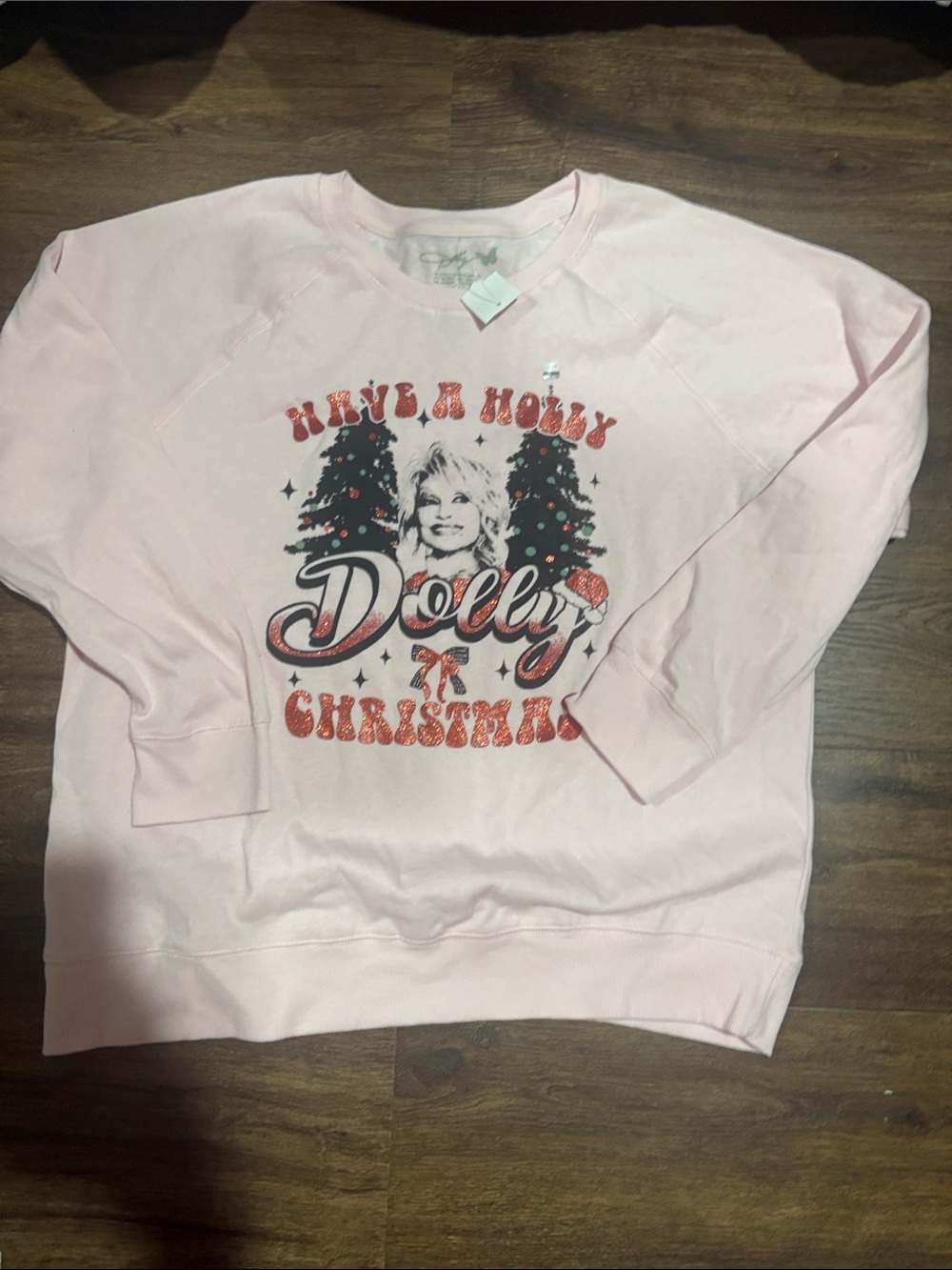 Dolly Christmas Pink Graphic Sweatshirt Sz XL